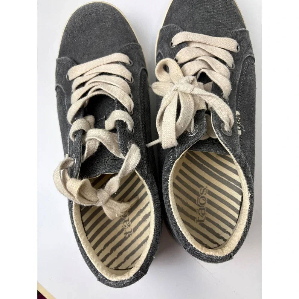 Taos Star Canvas Sneakers Charcoal Gray Lace Up Low‎ Top Shoes Womens 9 EU 40